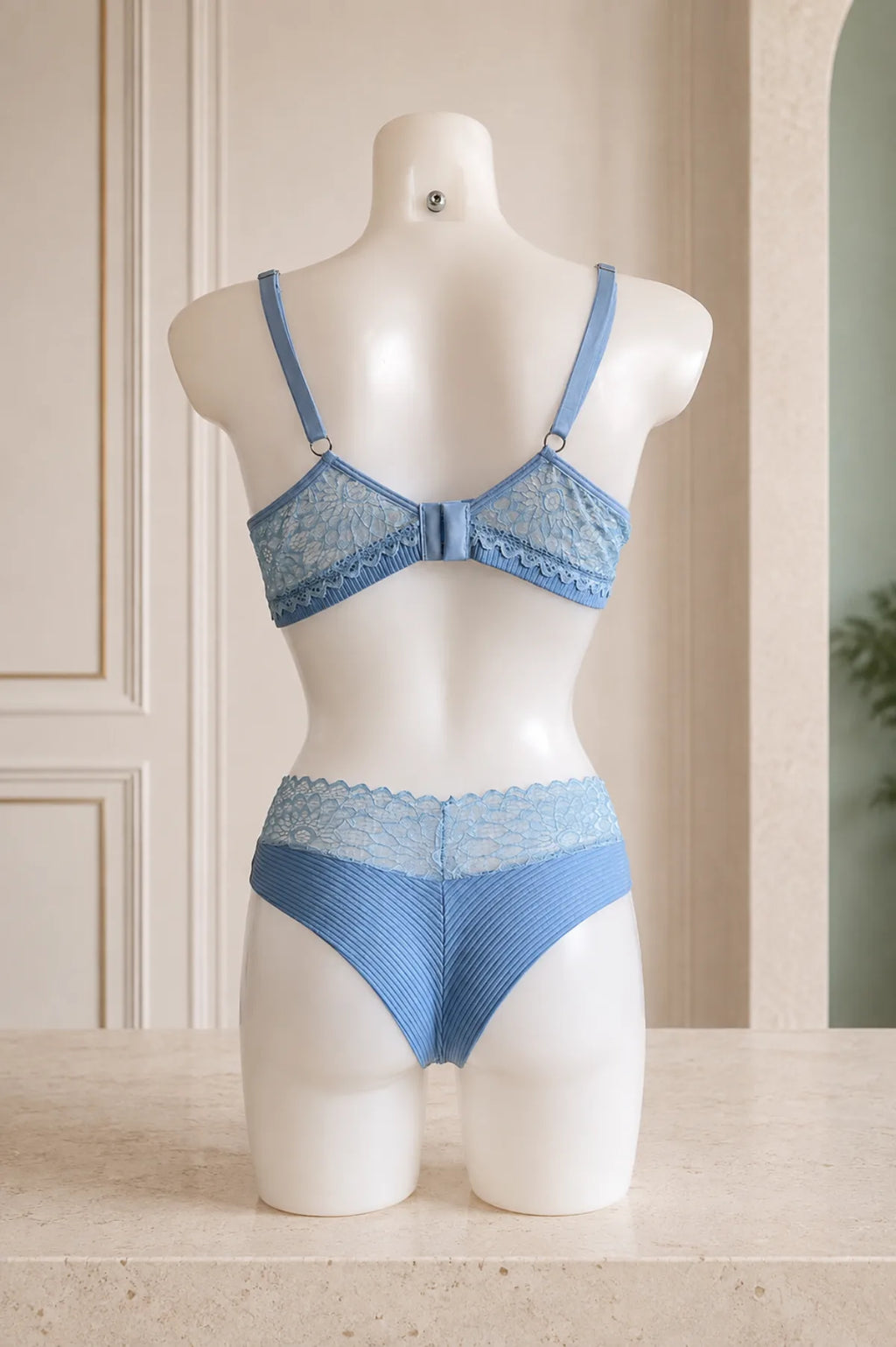 Celeste Ribbed Lace Set – Voorgevormde Lingerie Set
