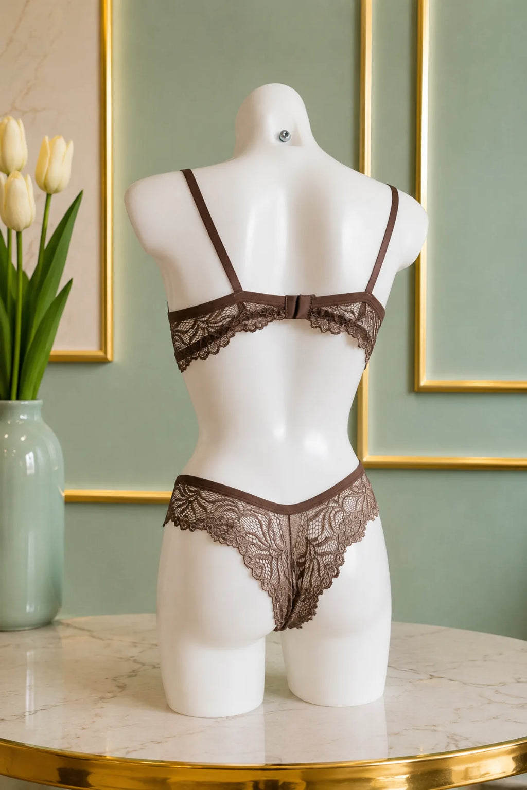 Olivia Lace Set – Voorgevormde Bh en Kanten Slip Set