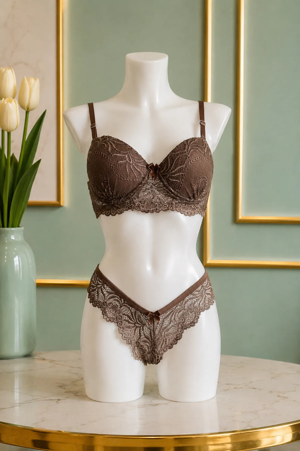 Olivia Lace Set – Voorgevormde Bh en Kanten Slip Set
